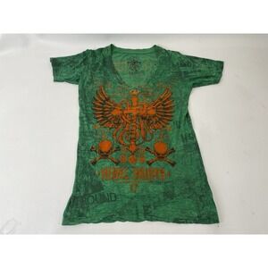 Rebel Saints T Shirt Womens Size L Green Affliction